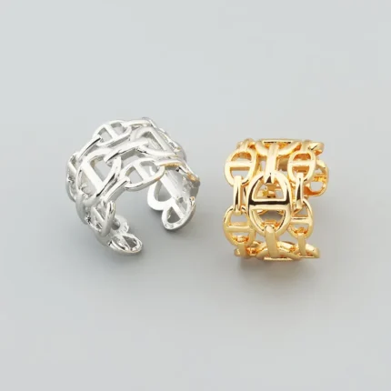 Stainless Steel Adjustable Rings for Women Vintage Geometric Link Chain Open Finger Rings Men Punk Party Jewelry