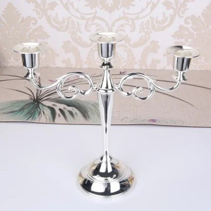 Silver Gold Black Bronze Metal Candlestick Holder Retro 3-Arm Dinner Wedding Home Decor