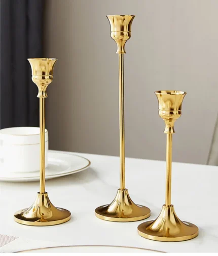 3Pcs/Set European style Metal Candle Holders Simple Golden Wedding Decoration Bar Party Living Room Decor Home Decor Candlestick